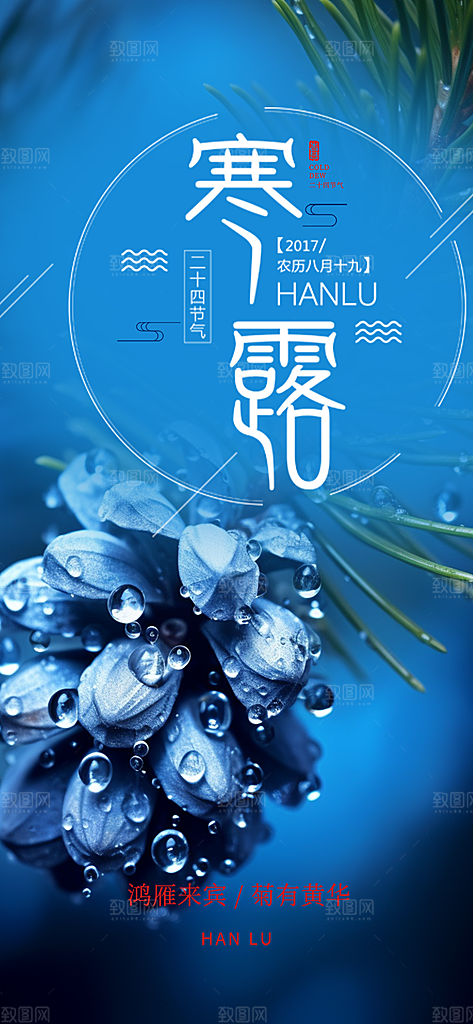 简约风传统寒露二十四节气海报
