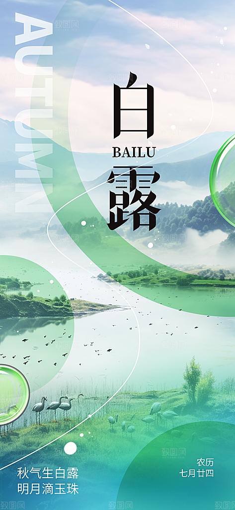 简约风传统白露二十四节气海报