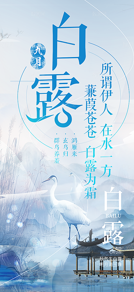 简约风传统白露二十四节气海报