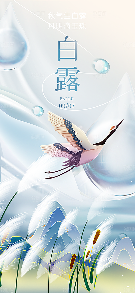 简约风传统白露二十四节气海报