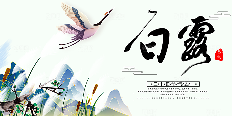 简约风传统白露二十四节气展板
