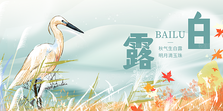 简约风传统白露二十四节气展板
