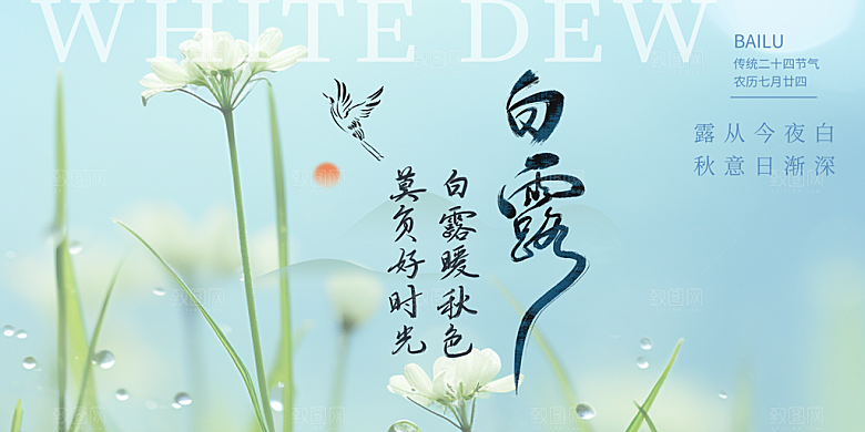 简约风传统白露二十四节气展板