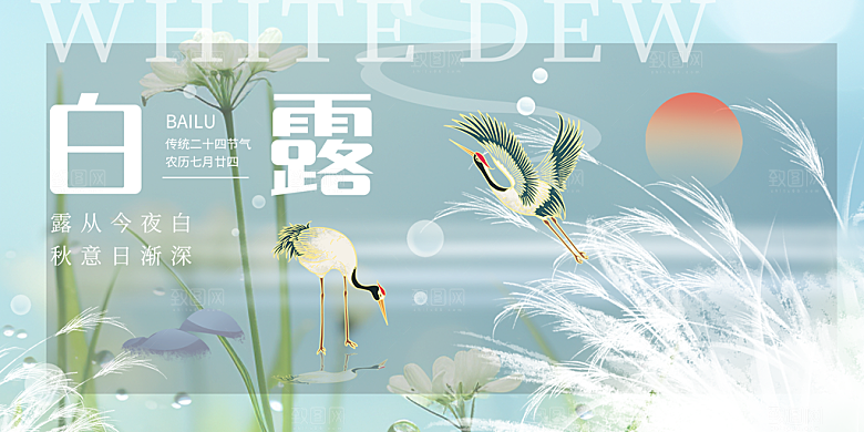 简约风传统白露二十四节气展板