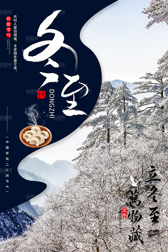 冬至节气简约大气海报
