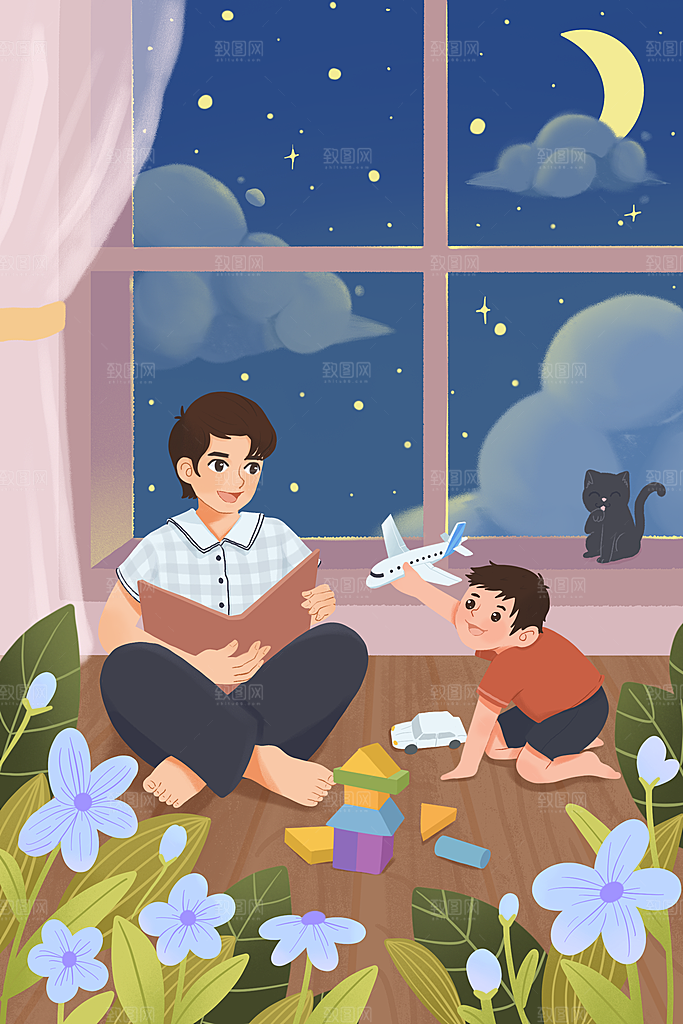插画手绘父亲节节日素材模板