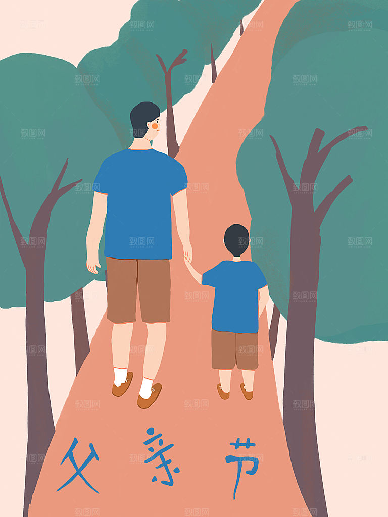插画手绘父亲节节日素材模板