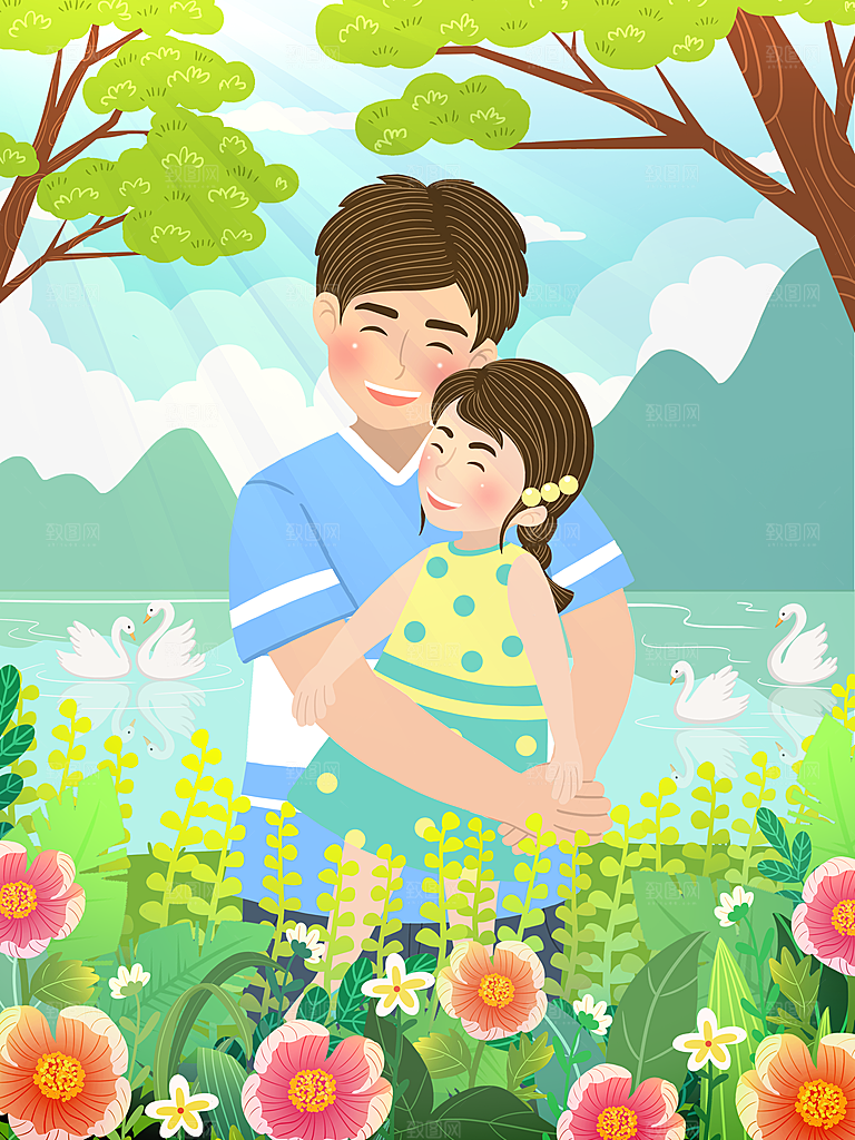插画手绘父亲节节日素材模板