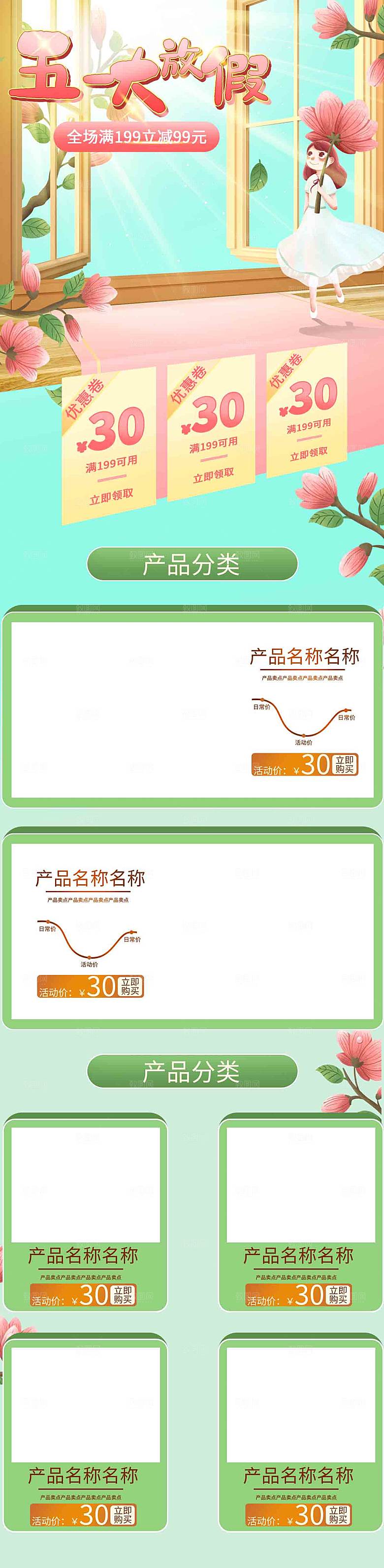 五一劳动节电商首页模板PSD分层设计素材