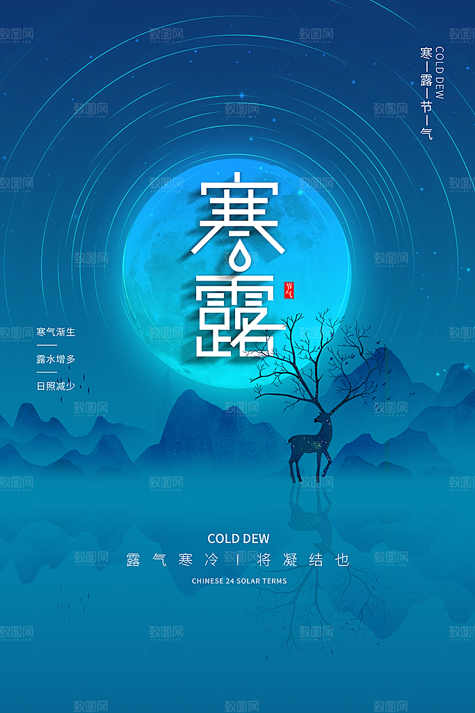 寒露节气简约大气海报