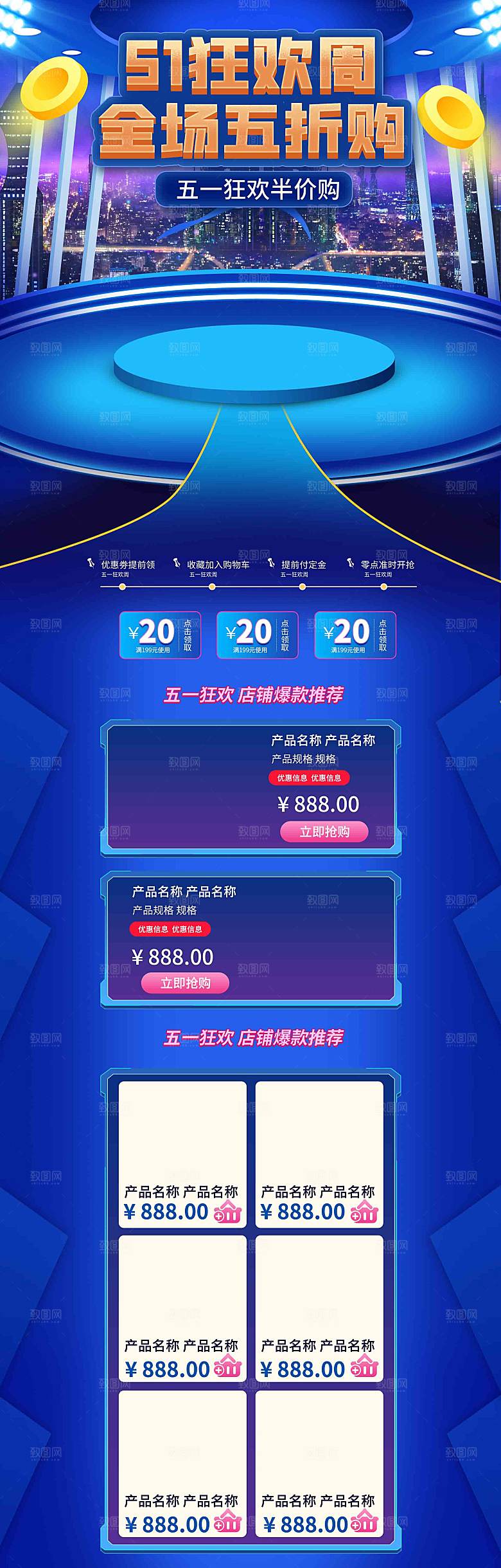 五一劳动节电商首页模板PSD分层设计素材