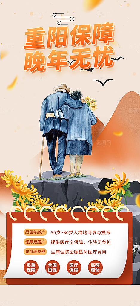 重阳节养老理财保险海报