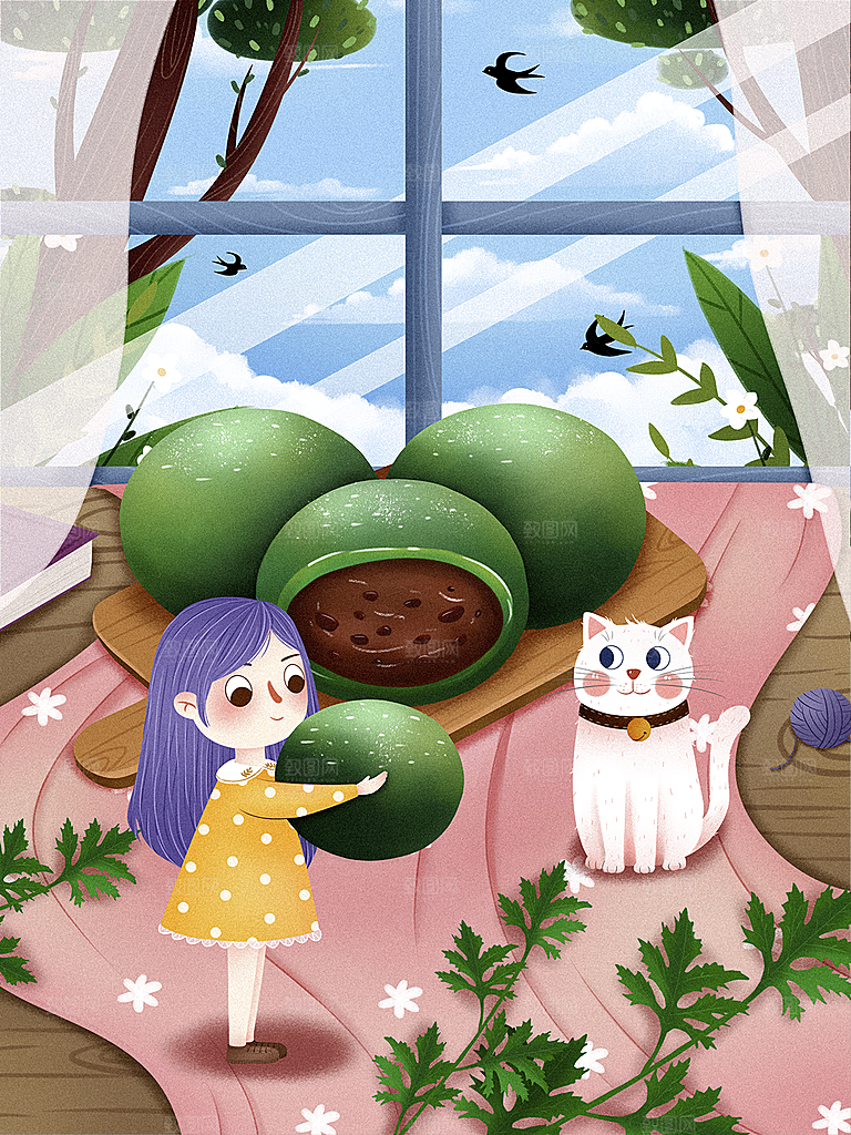 插画手绘清明节节日素材模板