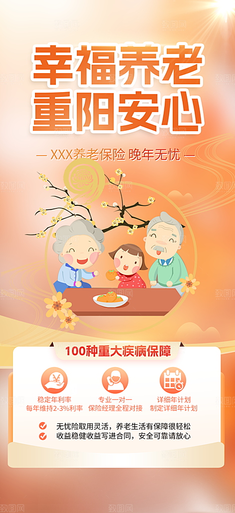 重阳节养老理财保险海报