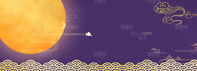 中秋节烫金黑金玉兔月亮素材