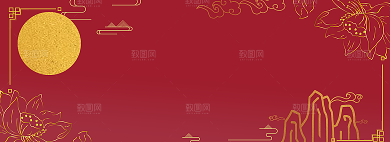 中秋节烫金黑金玉兔月亮素材