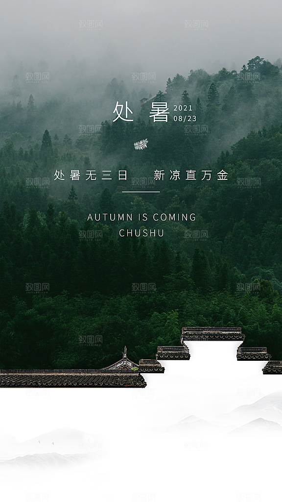 二十四节气传统节日处暑宣传海报