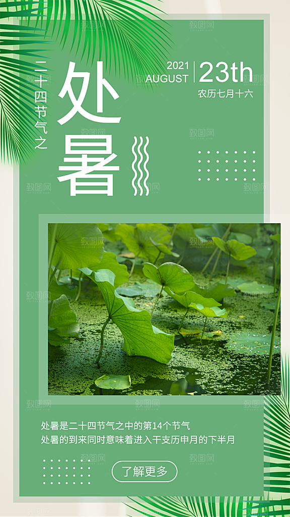 二十四节气传统节日处暑宣传海报