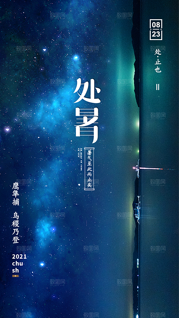 二十四节气传统节日处暑宣传海报