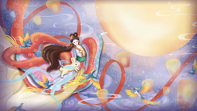 国潮风贺中秋海报中国风中秋节插画海报