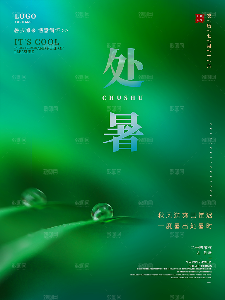 二十四节气传统节日处暑宣传海报