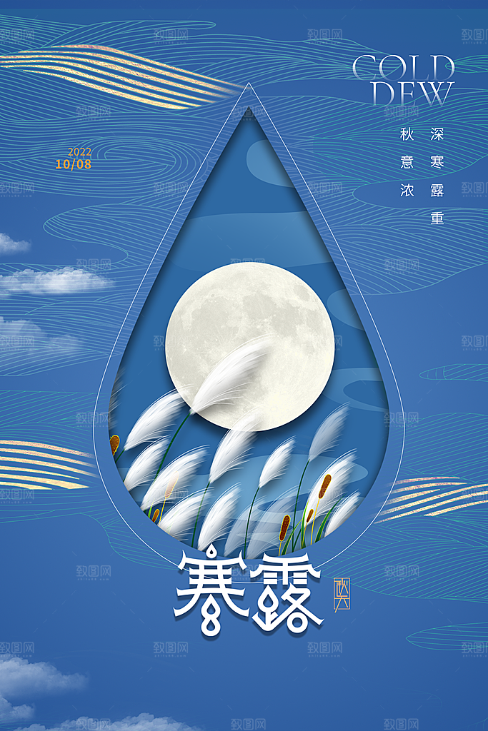 传统节气寒露海报模版