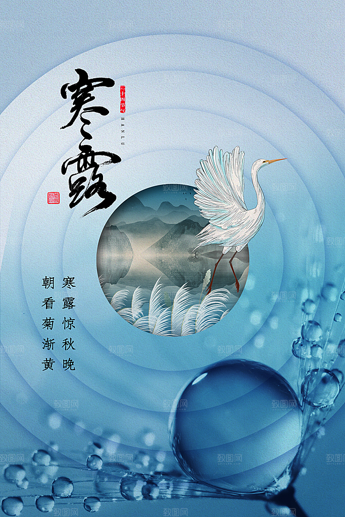 传统节气寒露海报模版