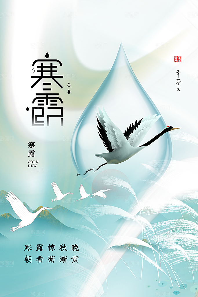 简约大气寒露节气海报