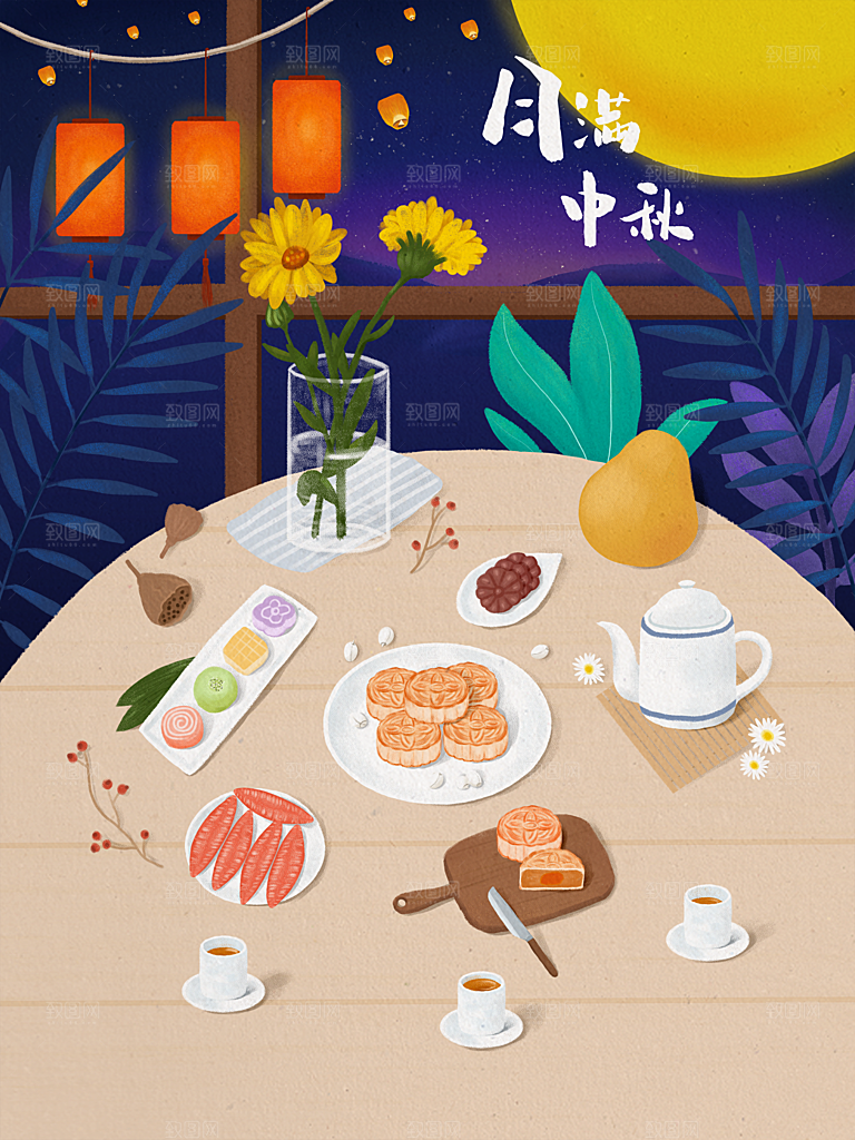 中秋节国潮风中国风海报