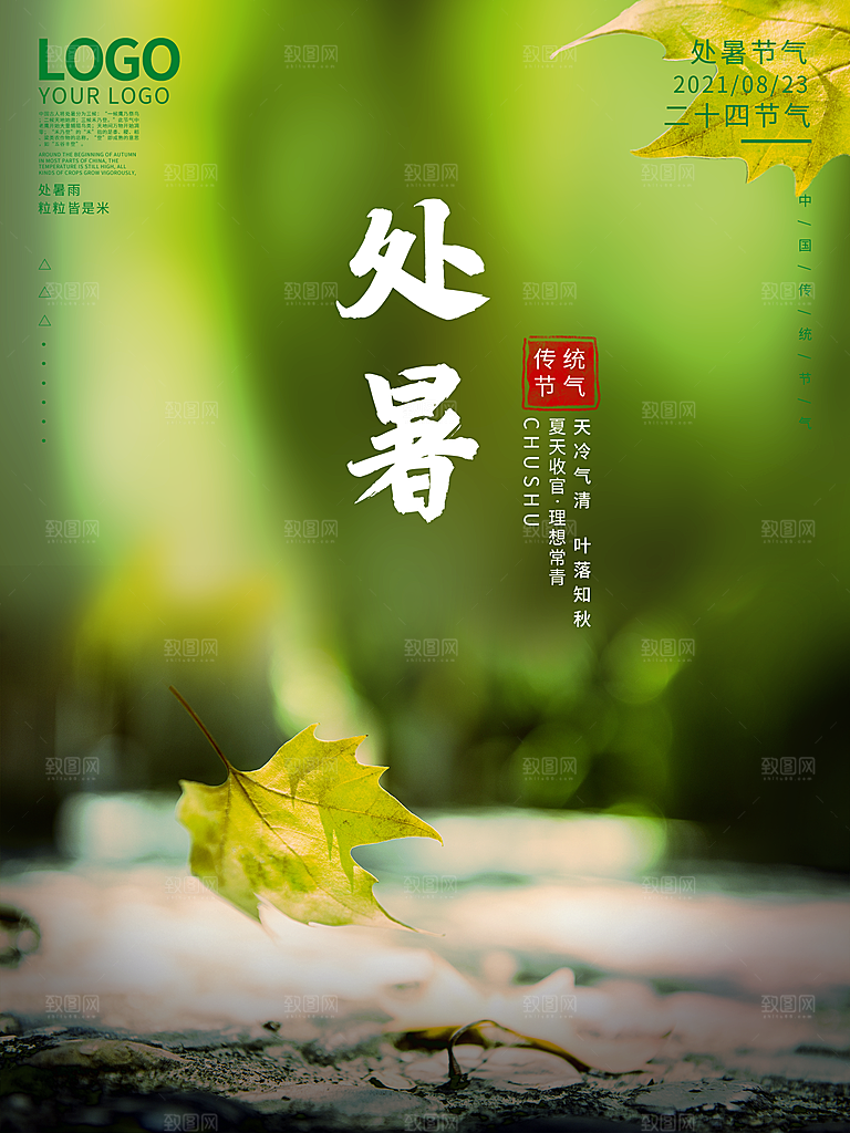 二十四节气传统节日处暑宣传海报