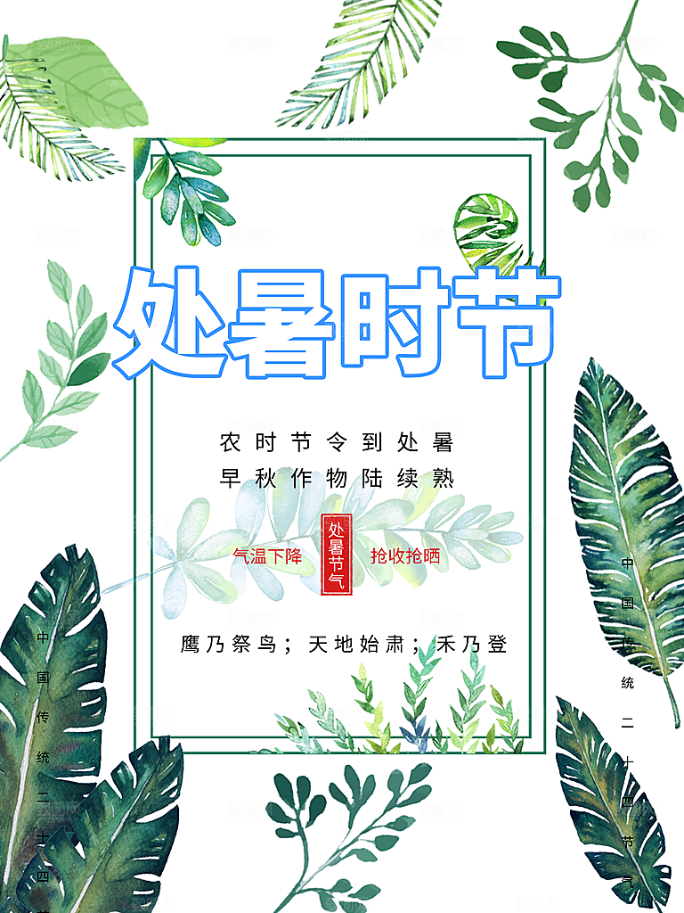 二十四节气传统节日处暑宣传海报