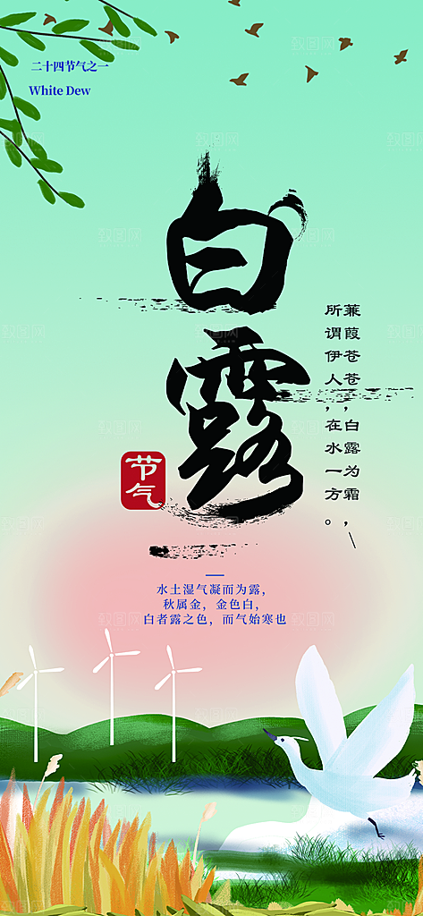 传统白露二十四节气海报