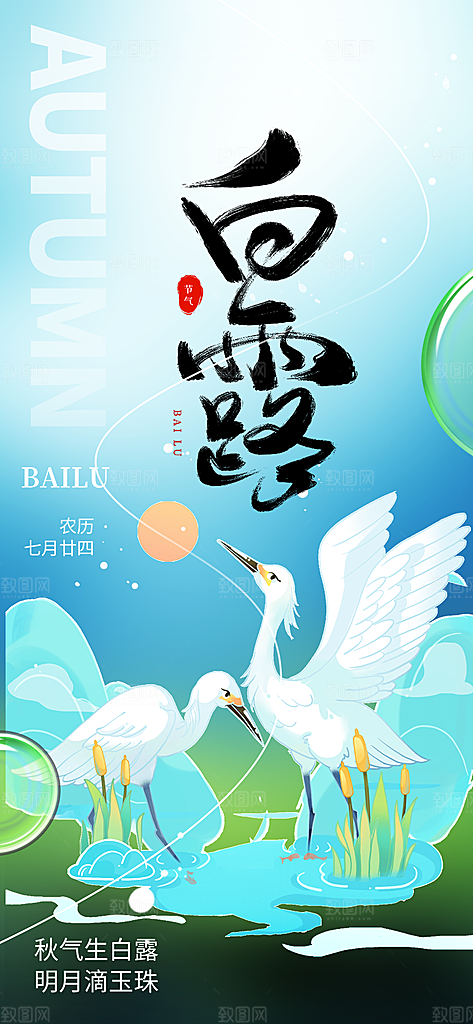 传统白露二十四节气海报