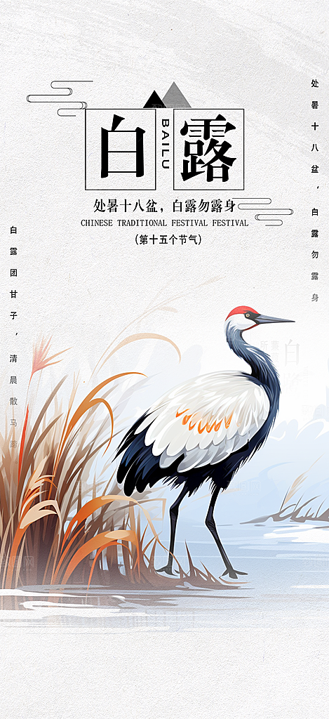 传统白露二十四节气海报