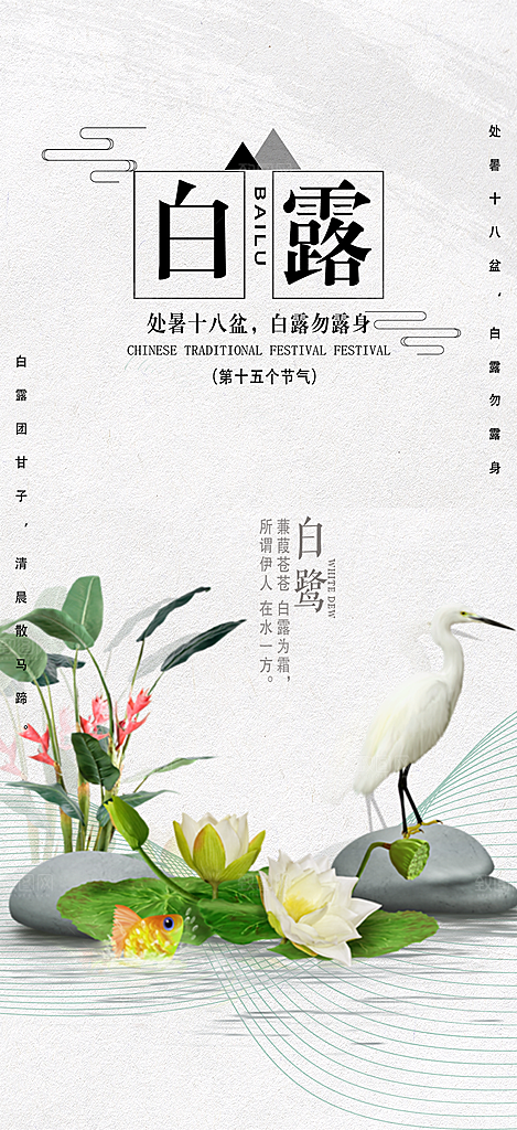 大气传统白露二十四节气海报