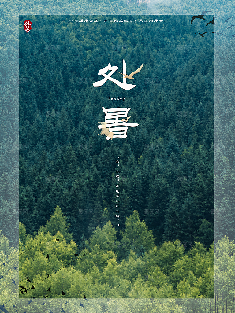 二十四节气传统节日处暑宣传海报