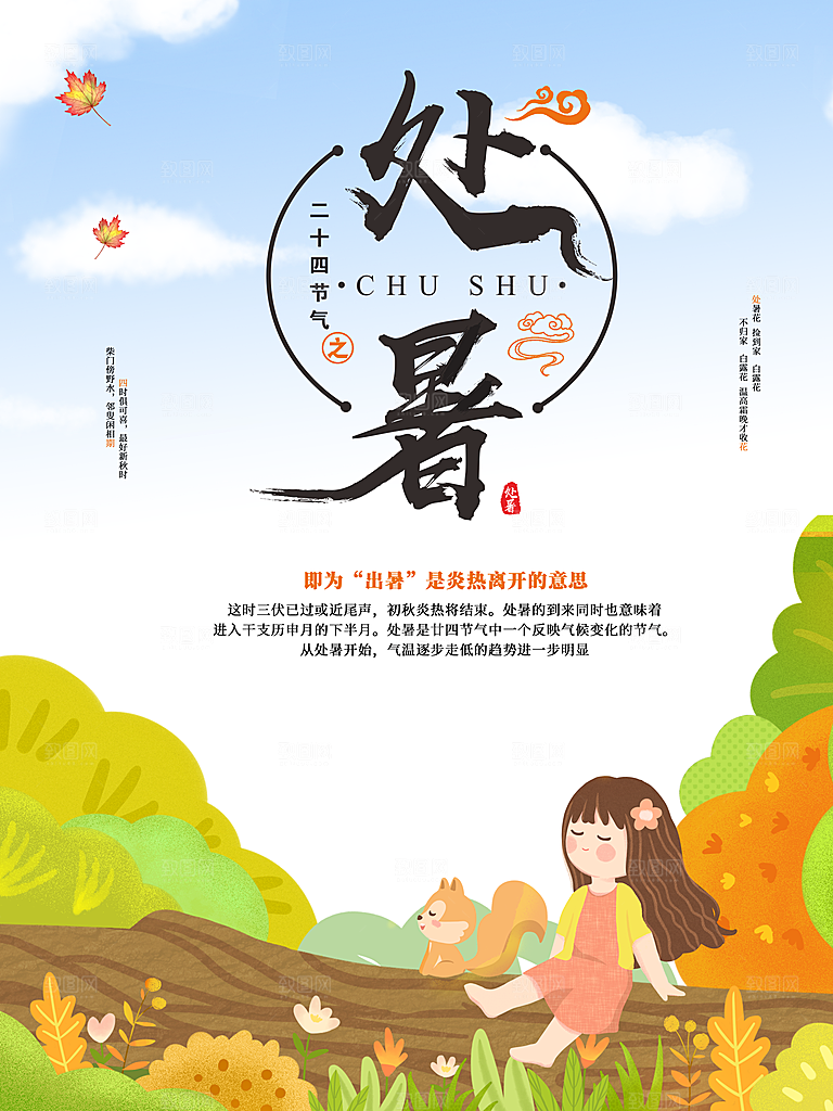 二十四节气传统节日处暑宣传海报