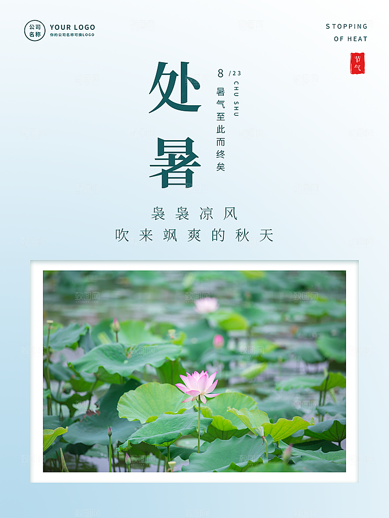 二十四节气传统节日处暑宣传海报
