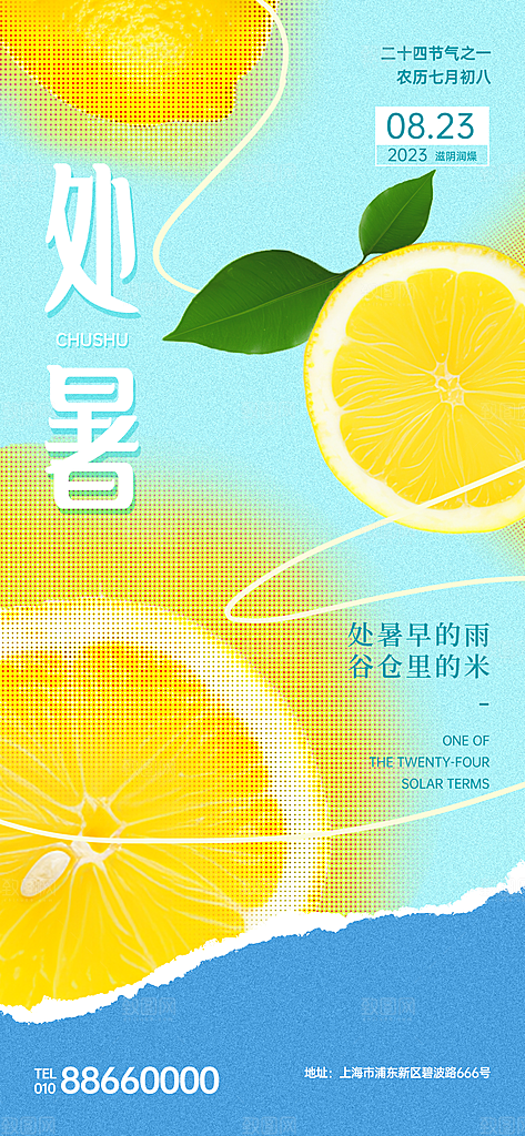 二十四节气传统节日处暑宣传海报