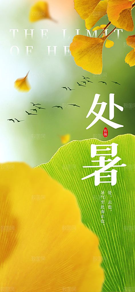 二十四节气传统节日处暑宣传海报