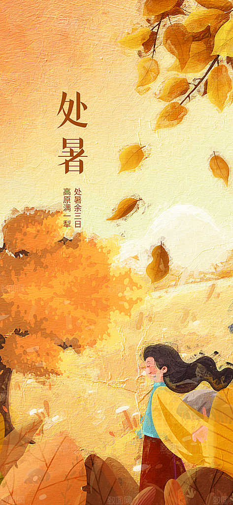 二十四节气传统节日处暑宣传海报