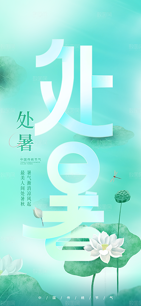 二十四节气传统节日处暑宣传海报