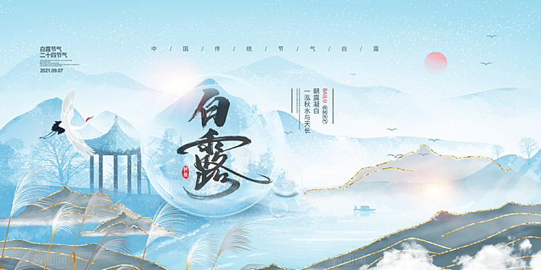 大气白露二十四节气展板