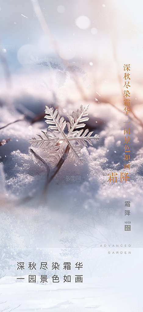 传统霜降二十四节气海报