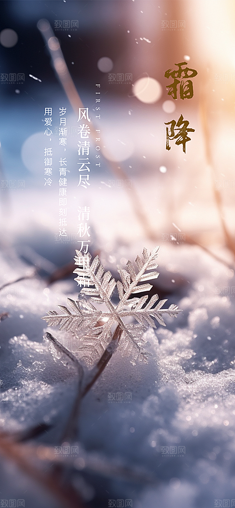 传统霜降二十四节气海报