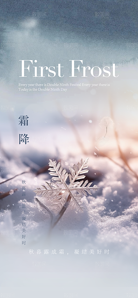 传统霜降二十四节气海报