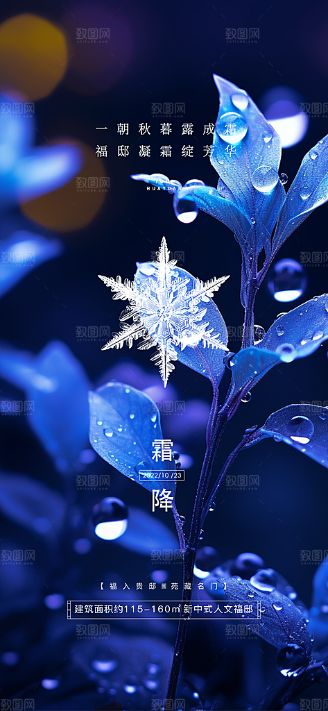 大气传统霜降二十四节气海报