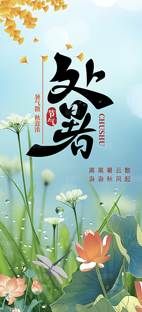 夏天处暑二十四节气海报
