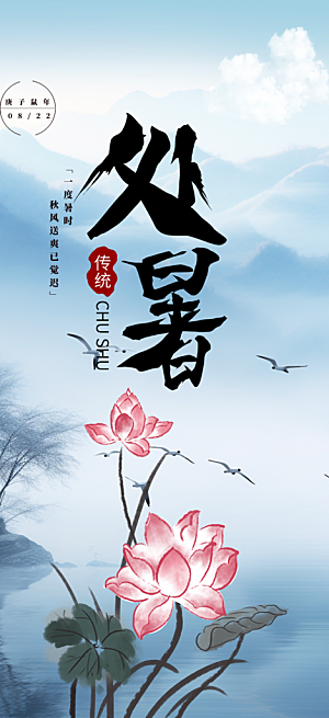 夏日夏天处暑二十四节气海报