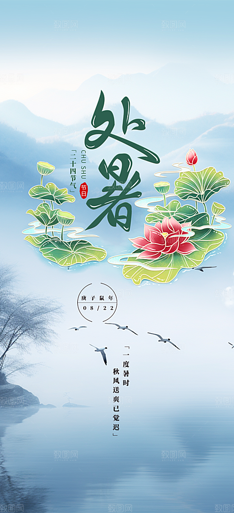 夏日夏天处暑二十四节气海报